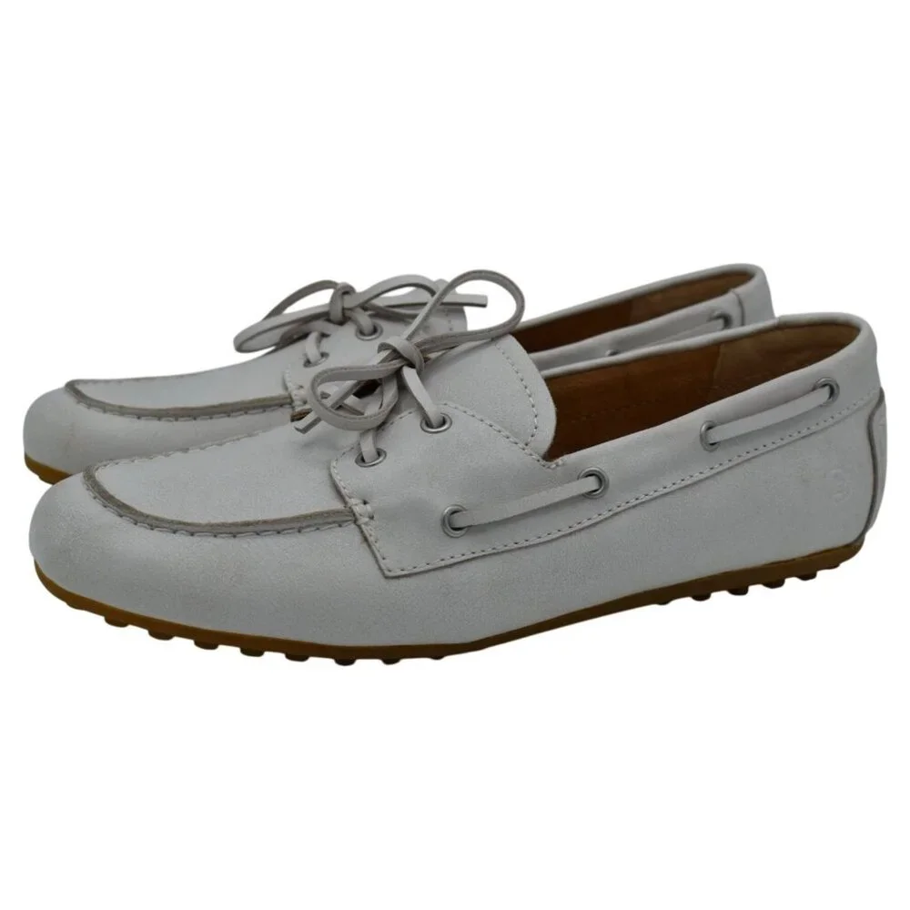Born Womens‎ Size 9 Faye White Full Grain Leather Slip On Loafers Shoes